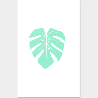 Pastel Mint Monstera Leaf Posters and Art